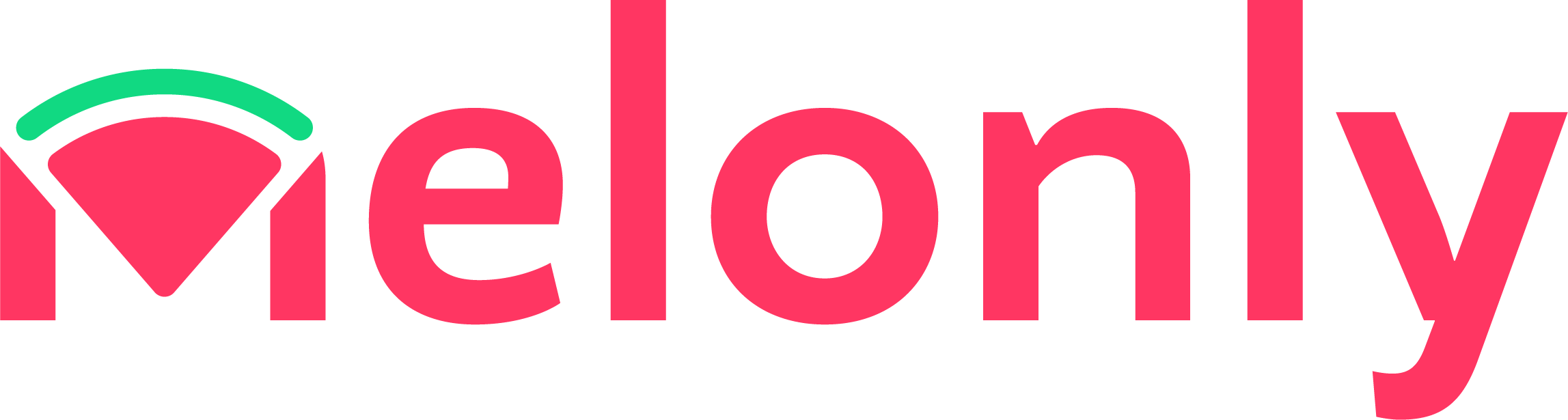 Melonly alternate wordmark with coral lettering