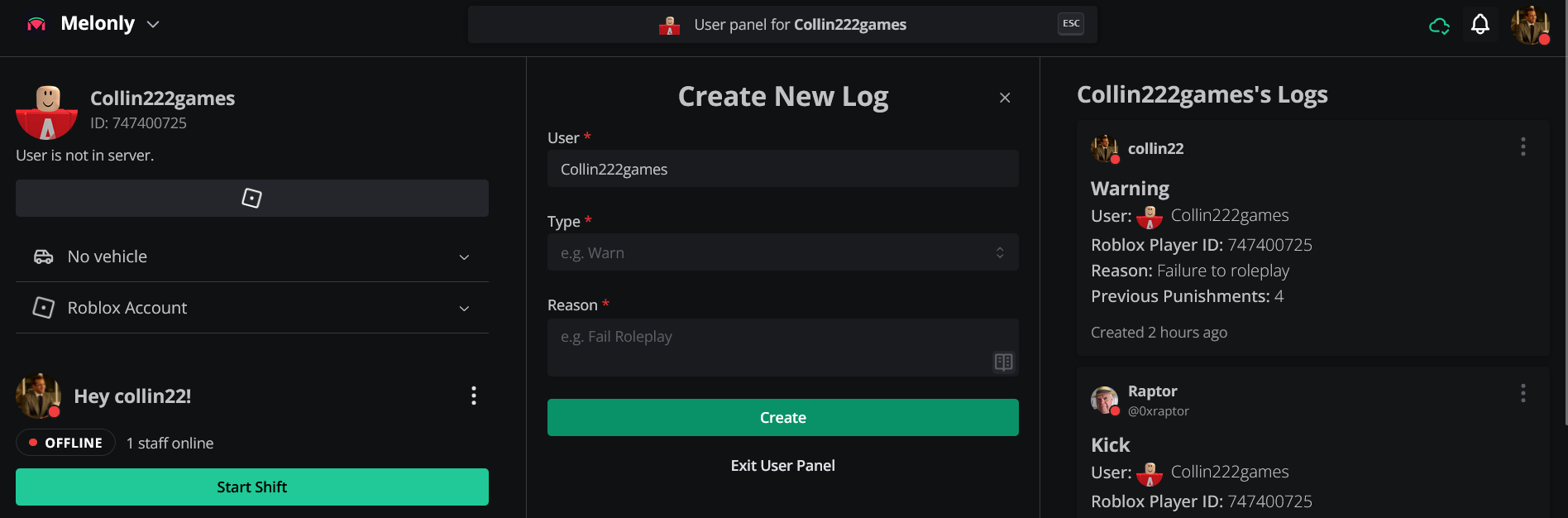 user panel